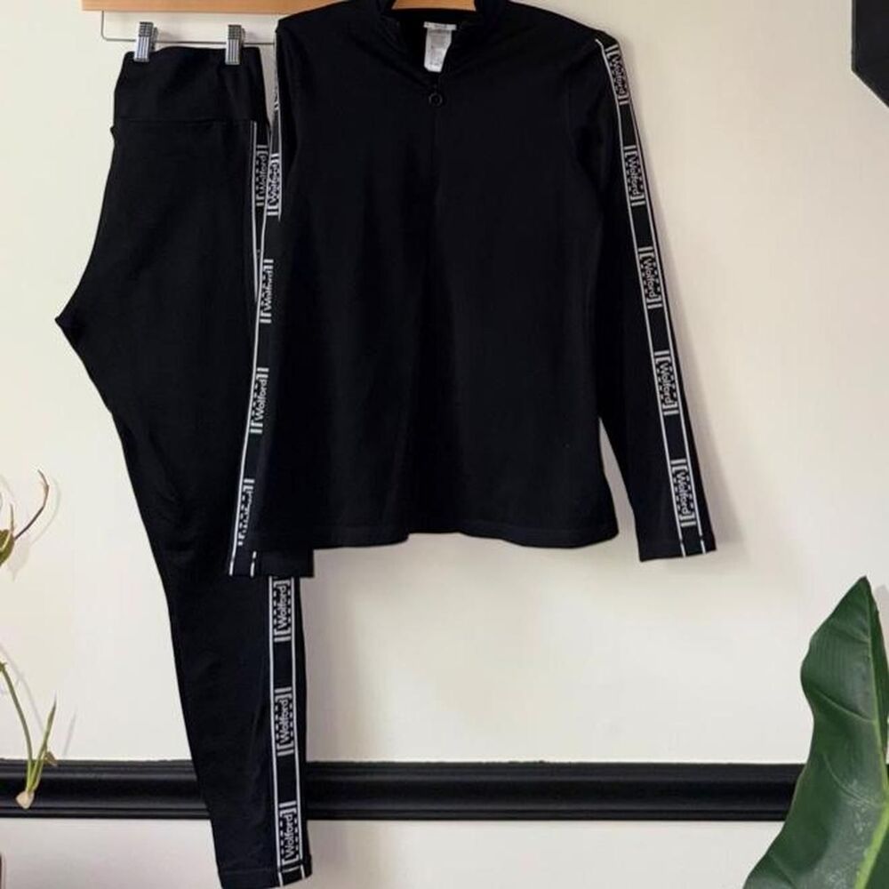 Wolford black logo tape two piece set
